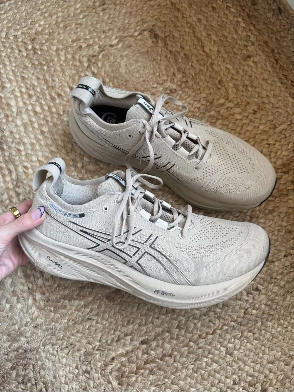 ASICS Gel Nimbus 26 Size 12 Neutral Beige Running Shoe Sneakers